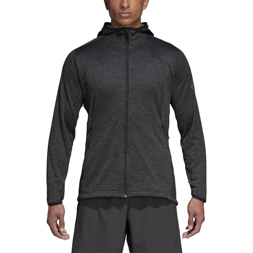 Adidas Men's Training Climawarm Gray Fleece Hoodie View 4